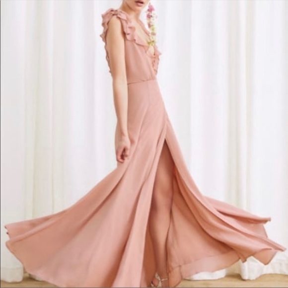 REFORMATION Blush Maxi Flowy Cocktail Special Event Wrap Dress size XS - Picture 8 of 15